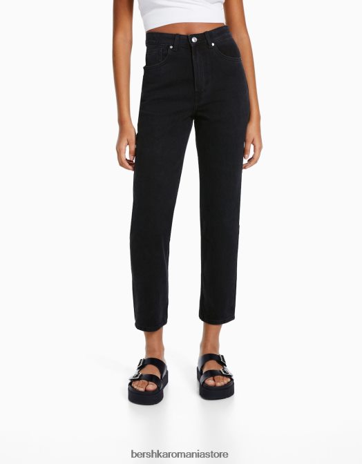 Bershka femei blugi de mama negru Z86D1532 îmbrăcăminte
