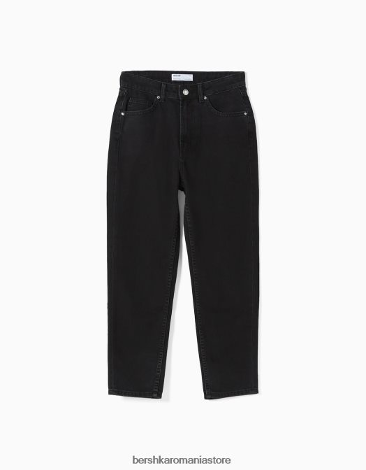 Bershka femei blugi de mama negru Z86D1532 îmbrăcăminte