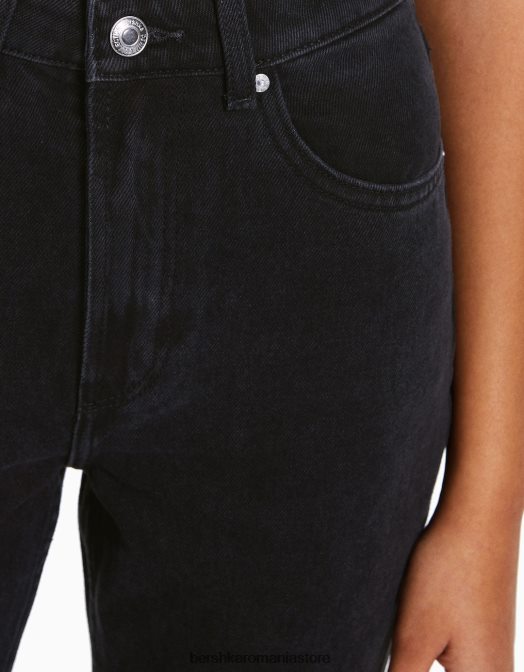 Bershka femei blugi de mama negru Z86D1532 îmbrăcăminte