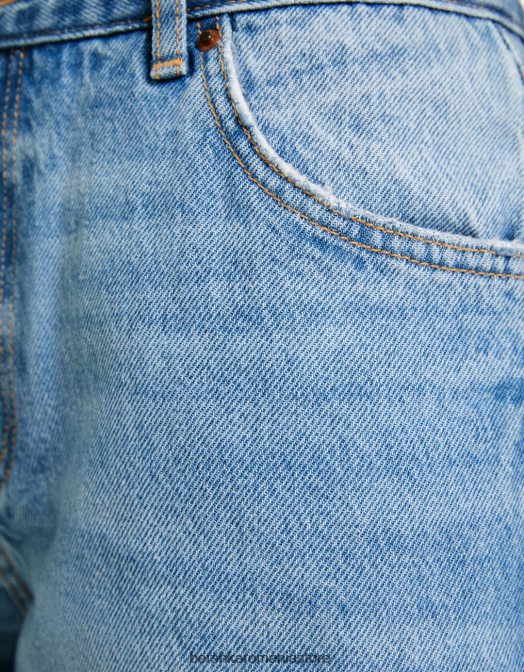 Bershka femei blugi drepte albastru deschis Z86D1496 îmbrăcăminte