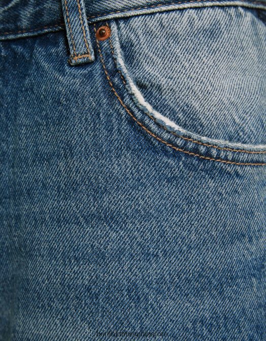 Bershka femei blugi drepte spălat albastru Z86D1495 îmbrăcăminte