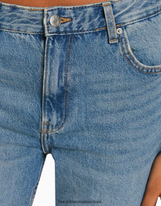 Bershka femei blugi drepte spălat albastru Z86D1523 îmbrăcăminte