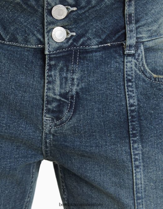 Bershka femei blugi evazați decolorați cu talie joasă albastru deschis Z86D1585 îmbrăcăminte