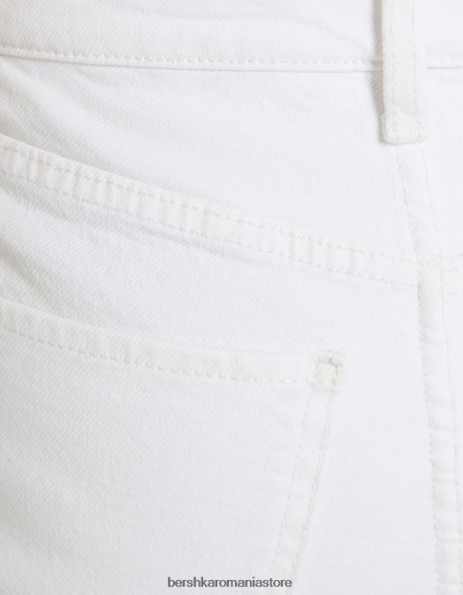 Bershka femei blugi evazați tăiați alb Z86D1547 îmbrăcăminte