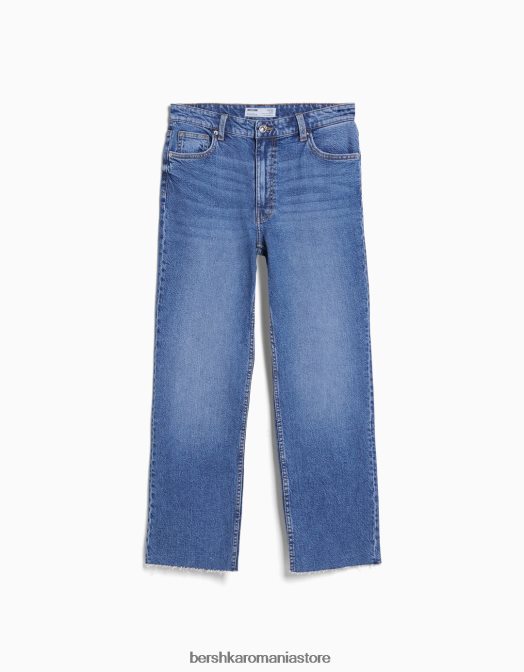 Bershka femei blugi evazați tăiați albastru Z86D1967 îmbrăcăminte