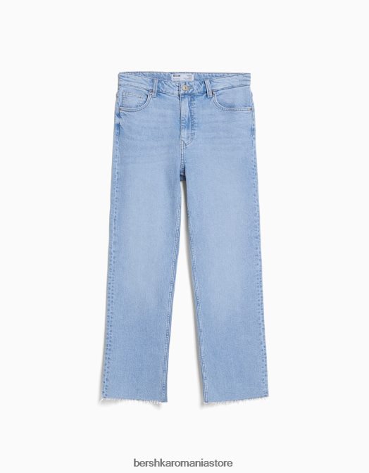 Bershka femei blugi evazați tăiați albastru deschis Z86D1968 îmbrăcăminte