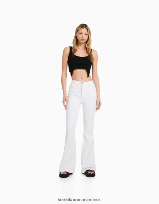 Bershka femei blugi evazati alb Z86D1509 îmbrăcăminte