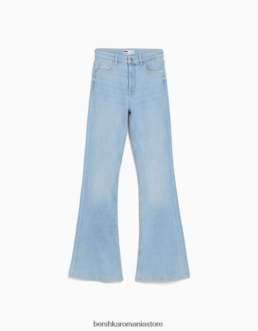 Bershka femei blugi evazati albastru deschis Z86D1491 îmbrăcăminte