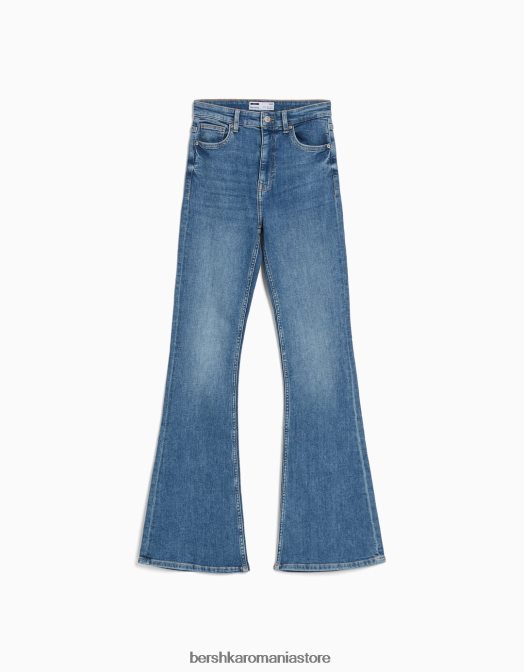 Bershka femei blugi evazati albastru deschis Z86D1492 îmbrăcăminte