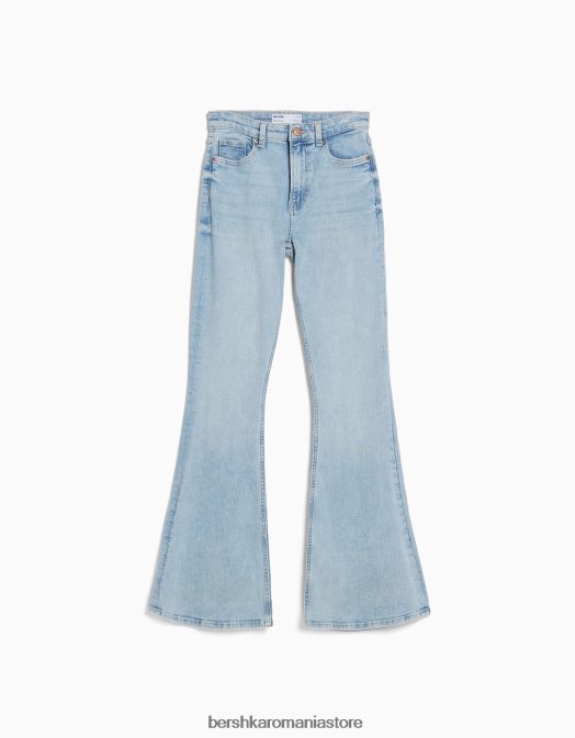 Bershka femei blugi evazati albastru deschis Z86D1534 îmbrăcăminte