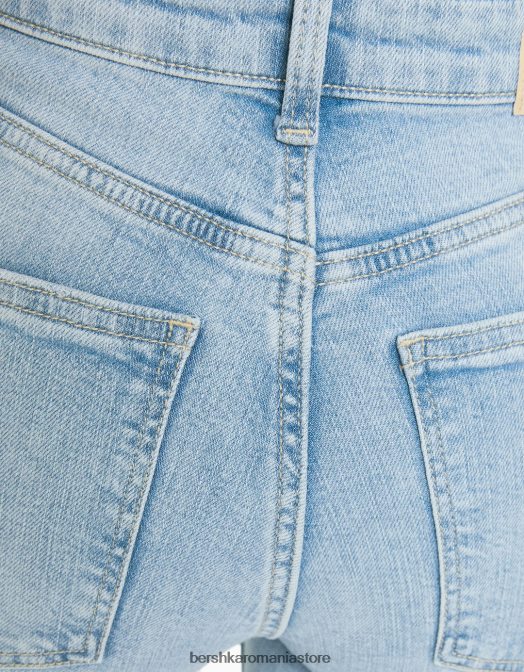 Bershka femei blugi evazati albastru deschis Z86D1534 îmbrăcăminte