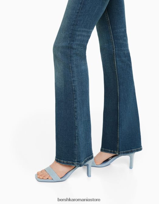 Bershka femei blugi evazati spălat albastru Z86D1494 îmbrăcăminte