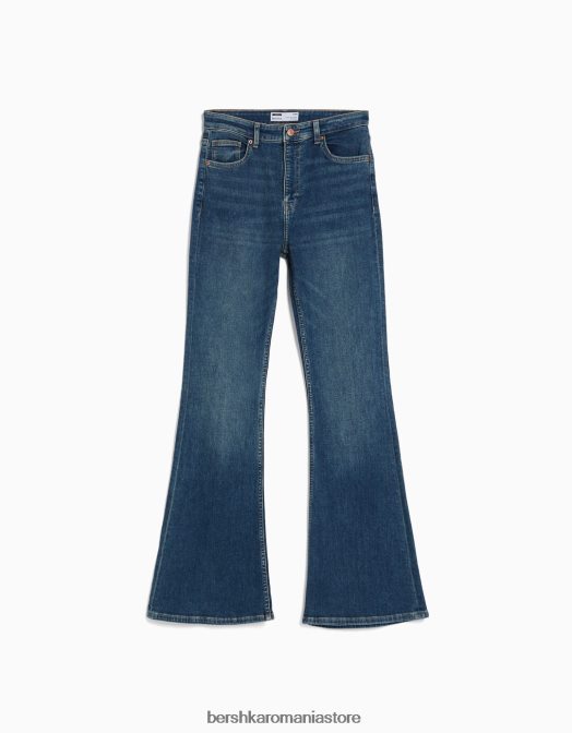 Bershka femei blugi evazati spălat albastru Z86D1494 îmbrăcăminte