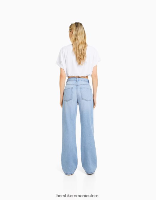 Bershka femei blugi largi din anii \'90 albastru deschis Z86D1545 îmbrăcăminte