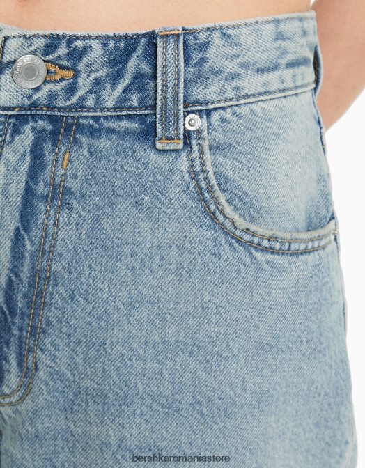 Bershka femei blugi largi rupti din anii \'90 albastru deschis Z86D1489 îmbrăcăminte
