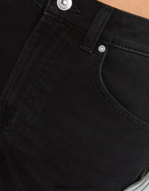 Bershka femei blugi mom rupti negru Z86D1554 îmbrăcăminte