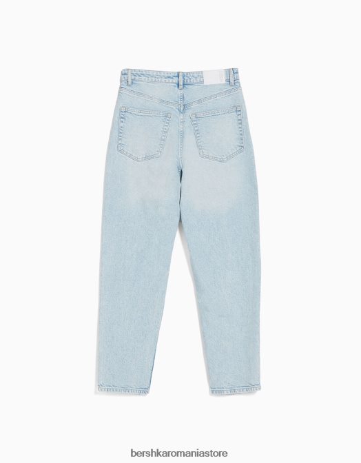 Bershka femei blugi mom slim comfort fit albastru deschis Z86D1518 îmbrăcăminte
