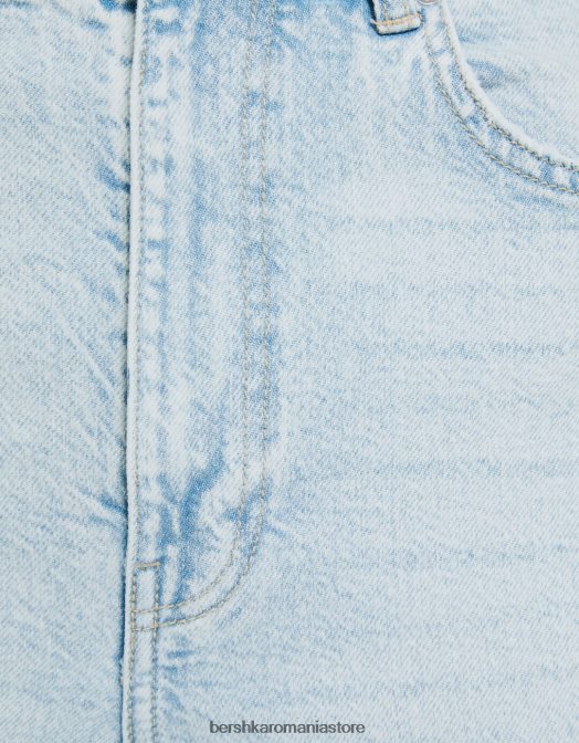 Bershka femei blugi mom slim comfort fit albastru deschis Z86D1518 îmbrăcăminte