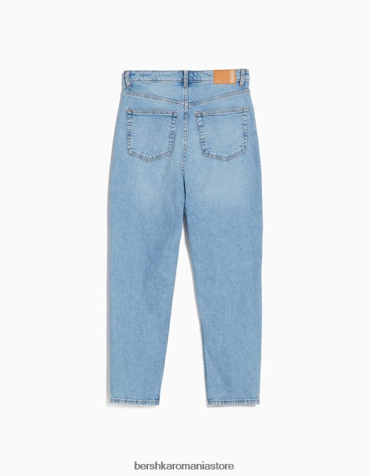 Bershka femei blugi mom slim comfort fit albastru deschis Z86D1521 îmbrăcăminte