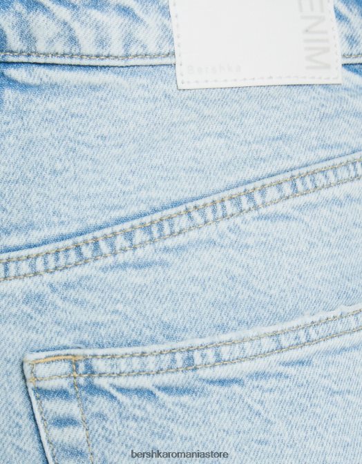 Bershka femei blugi mom slim comfort fit albastru deschis Z86D1985 îmbrăcăminte
