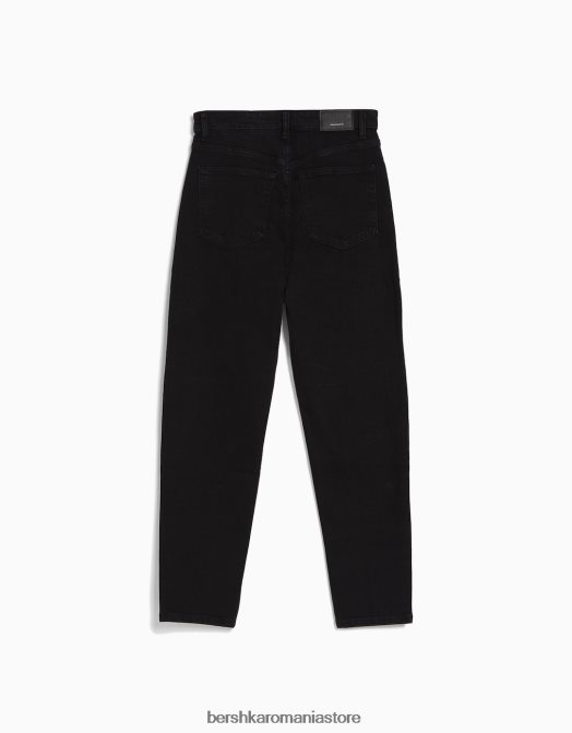 Bershka femei blugi mom slim comfort fit negru Z86D1519 îmbrăcăminte