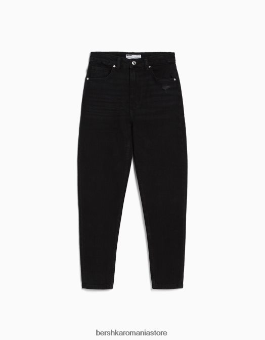 Bershka femei blugi mom slim comfort fit negru Z86D1986 îmbrăcăminte