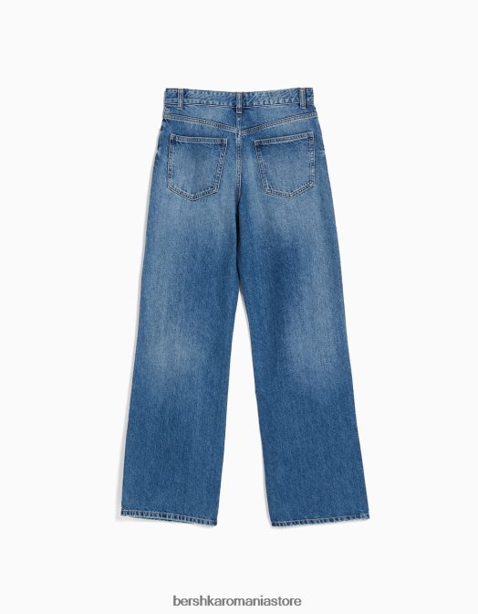 Bershka femei blugi rupti cu picioare largi din anii \'90 albastru Z86D1560 îmbrăcăminte
