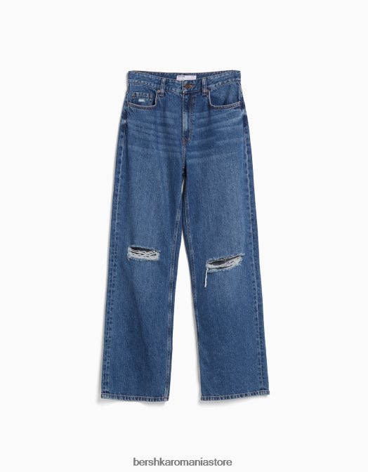 Bershka femei blugi rupti cu picioare largi din anii \'90 albastru Z86D1605 îmbrăcăminte