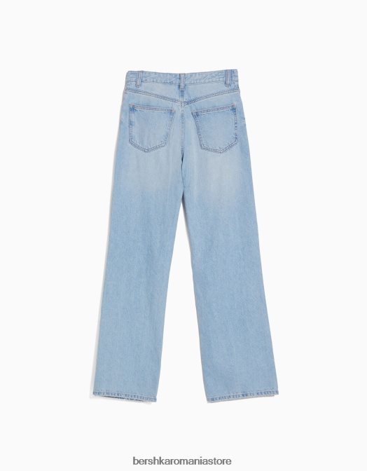 Bershka femei blugi rupti cu picioare largi din anii \'90 albastru deschis Z86D1559 îmbrăcăminte