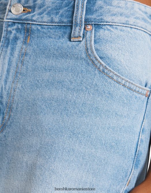 Bershka femei blugi rupti cu picioare largi din anii \'90 albastru deschis Z86D1583 îmbrăcăminte