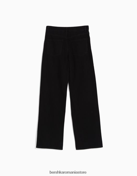 Bershka femei blugi rupti cu picioare largi din anii \'90 negru Z86D1526 îmbrăcăminte