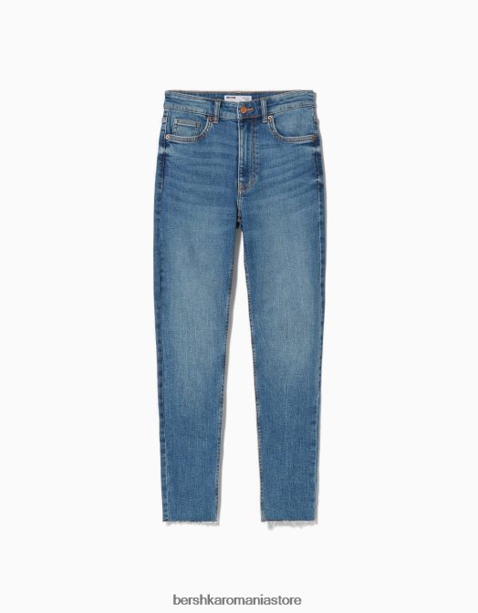 Bershka femei blugi skinny cu talie mare albastru Z86D1601 îmbrăcăminte