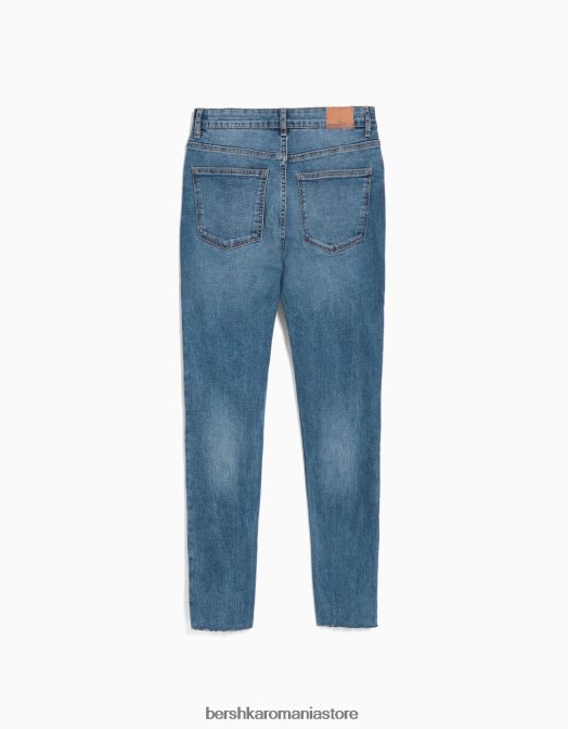 Bershka femei blugi skinny cu talie mare albastru Z86D1601 îmbrăcăminte
