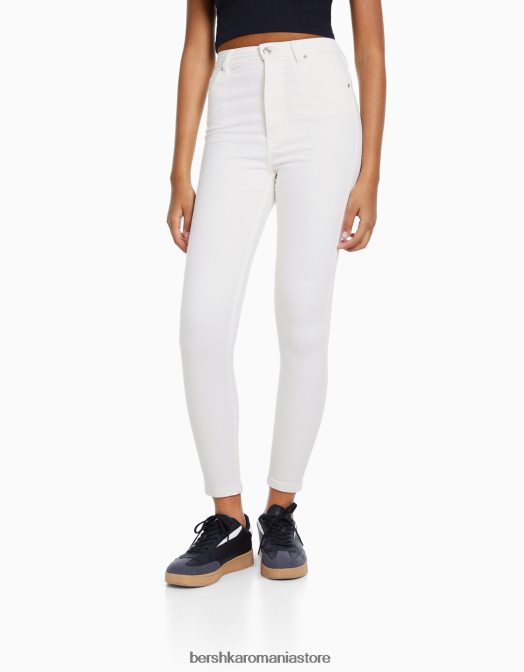 Bershka femei blugi skinny cu talie super mare alb Z86D1556 îmbrăcăminte