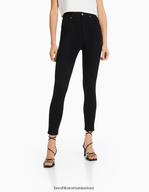 Bershka femei blugi skinny cu talie super mare negru Z86D1502 îmbrăcăminte