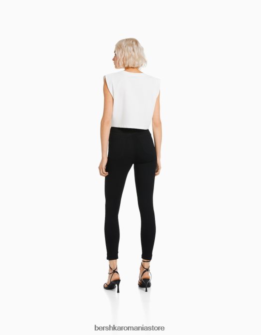Bershka femei blugi skinny cu talie super mare negru Z86D1502 îmbrăcăminte