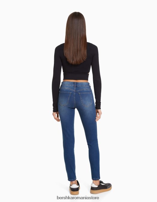 Bershka femei blugi skinny push-up albastru Z86D1562 îmbrăcăminte
