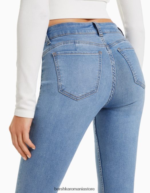 Bershka femei blugi skinny push-up albastru deschis Z86D1561 îmbrăcăminte