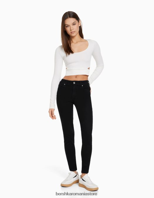 Bershka femei blugi skinny push-up negru Z86D1563 îmbrăcăminte