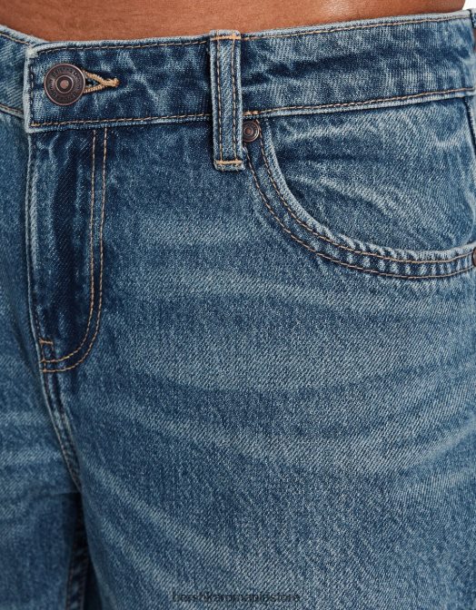 Bershka femei blugi tăiați cu picioare drepte cu talie joasă spălat albastru Z86D1550 îmbrăcăminte