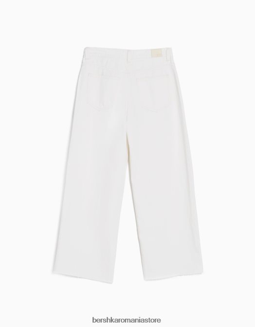 Bershka femei blugi tăiați cu picioare largi alb Z86D1517 îmbrăcăminte