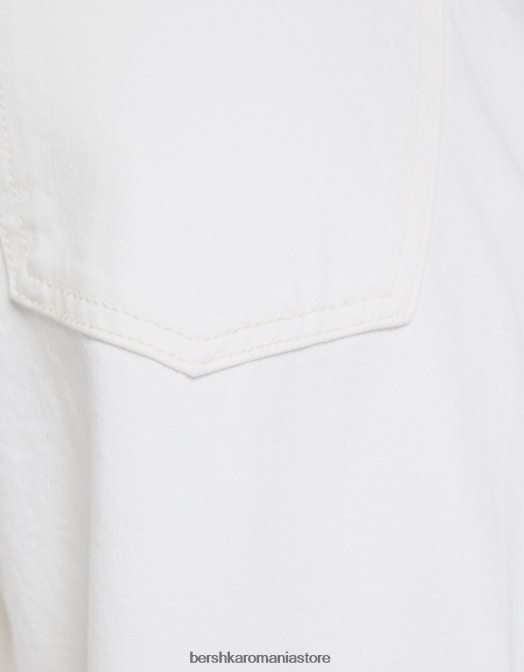 Bershka femei blugi tăiați cu picioare largi alb Z86D1517 îmbrăcăminte