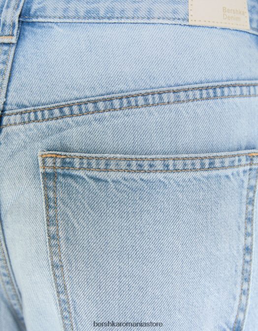 Bershka femei blugi tăiați cu picioare largi albastru deschis Z86D1515 îmbrăcăminte