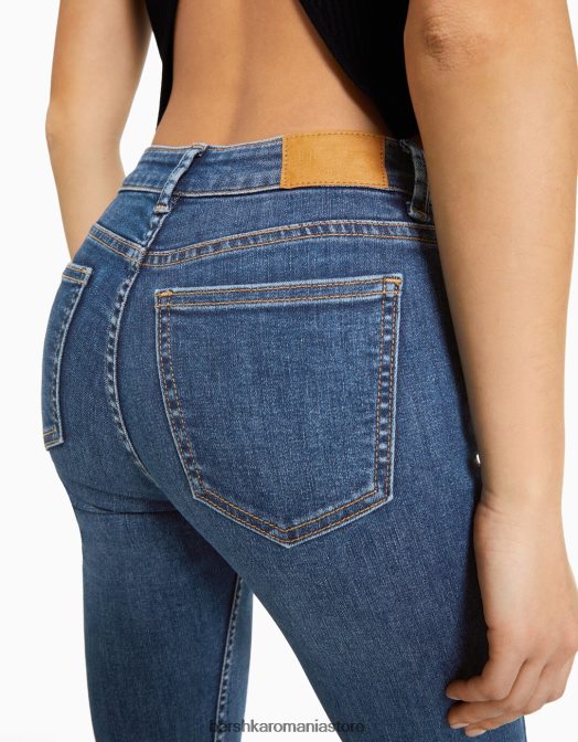 Bershka femei blugi vintage skinny cu talie joasă albastru Z86D1598 îmbrăcăminte