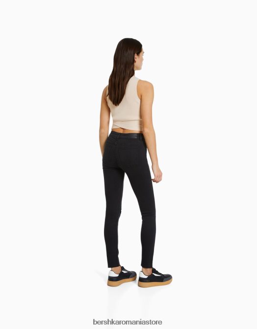 Bershka femei blugi vintage skinny cu talie joasă negru Z86D1600 îmbrăcăminte