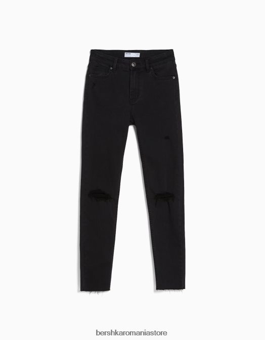 Bershka femei blugi vintage skinny cu talie joasă negru Z86D1600 îmbrăcăminte