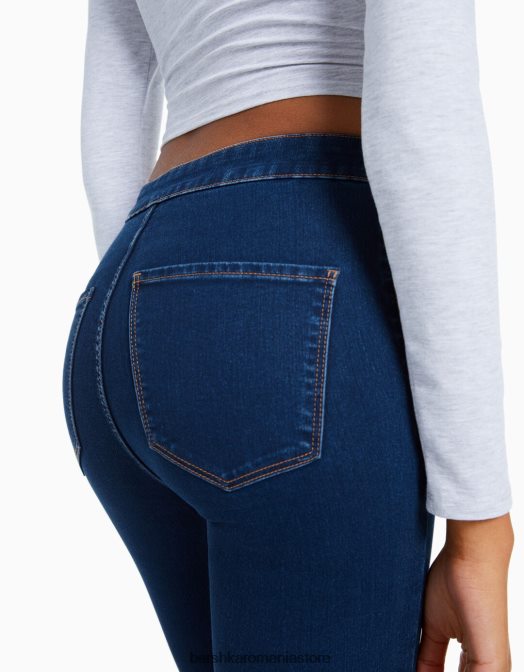 Bershka femei jambiere din denim cu talie foarte mare albastru Z86D1589 îmbrăcăminte