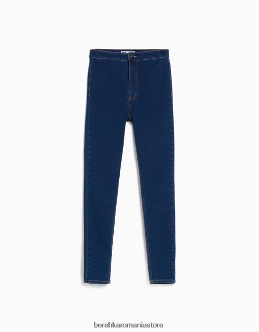 Bershka femei jambiere din denim cu talie foarte mare albastru Z86D1589 îmbrăcăminte
