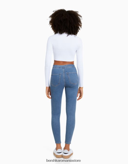 Bershka femei jambiere din denim cu talie foarte mare exclusiv Z86D1588 îmbrăcăminte