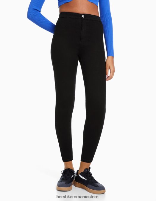 Bershka femei jambiere din denim cu talie foarte mare negru Z86D1587 îmbrăcăminte